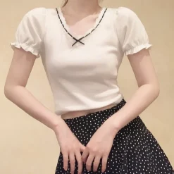 Academia Inspired Black Bow Tee