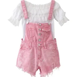Acid Wash Denim Overalls