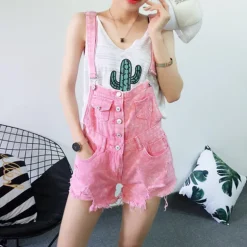 Acid Wash Denim Overalls
