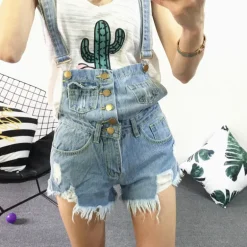 Acid Wash Denim Overalls