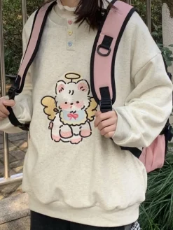 Angel Kitty Button Up Pullover