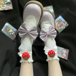 Berry Bow Ruffle Lace Socks