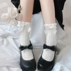 Berry Bow Ruffle Lace Socks