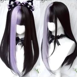 Black & Purple Color Block Wig