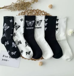 Black & White Butterfly Socks