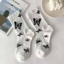 Black & White Butterfly Socks