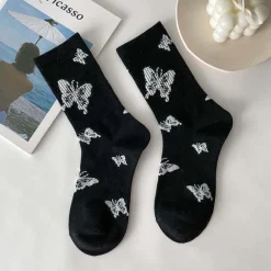Black & White Butterfly Socks