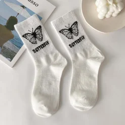 Black & White Butterfly Socks