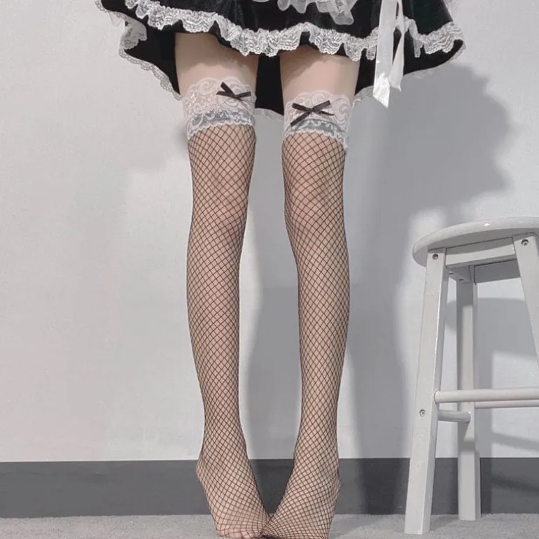 Black & White Lace Fishnets