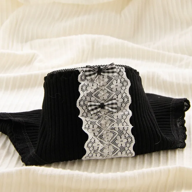 Black Cotton Plaid Undies
