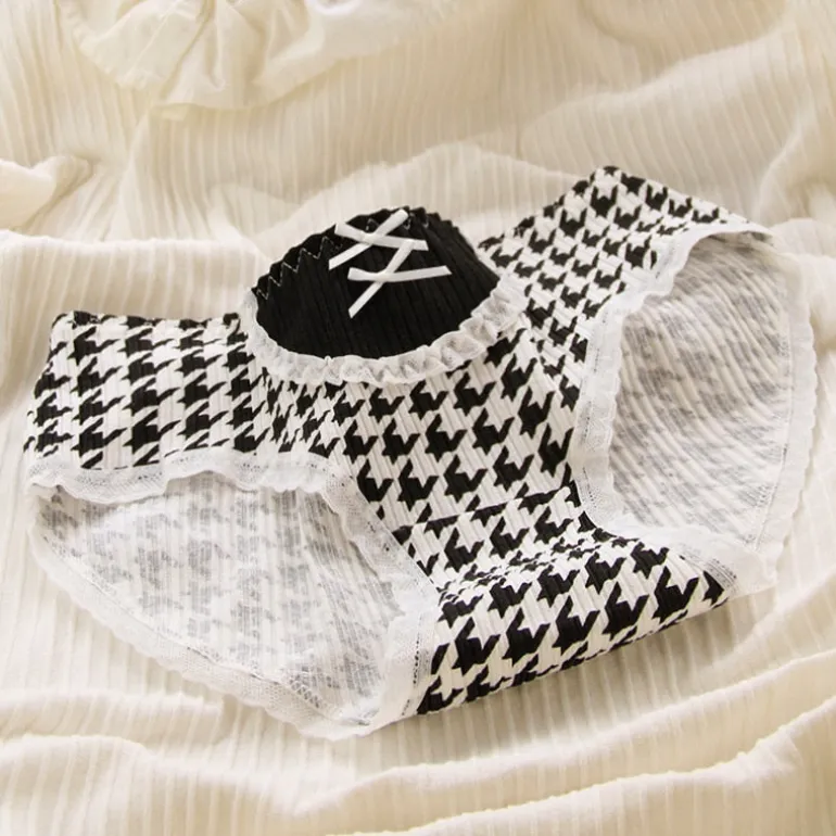Black Cotton Plaid Undies