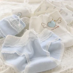 Blue Lace Cotton Sweetheart Undies