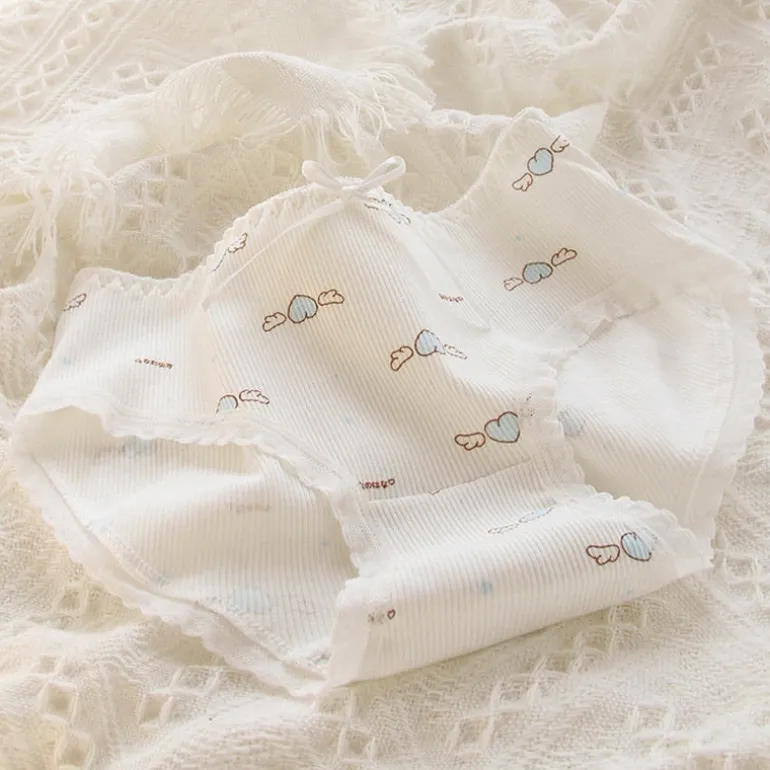 Blue Lace Cotton Sweetheart Undies