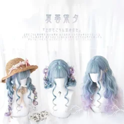 Blue Purple Ombre Long Wig