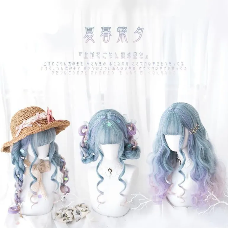 Blue Purple Ombre Long Wig