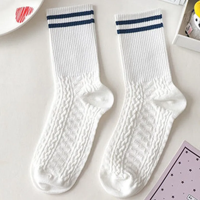 Blue Textured Teddy Bear Socks