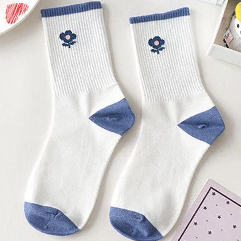 Blue Textured Teddy Bear Socks