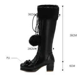 Bow Fur Knee High Boots