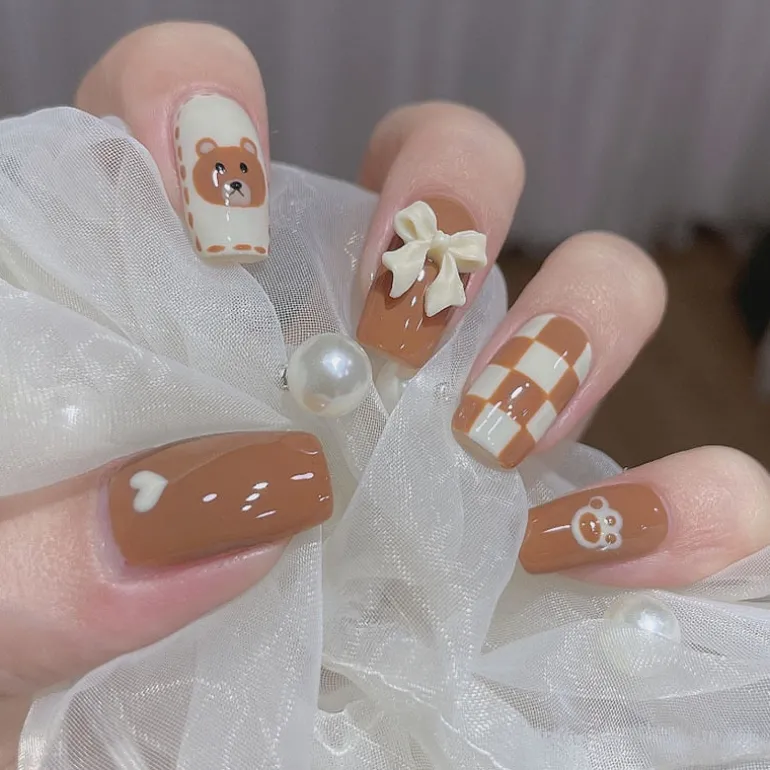 Brown Bear Press On Nails