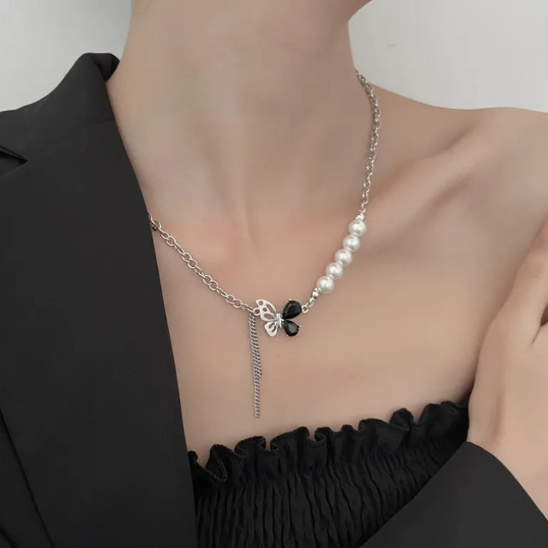 Butterfly & Pearl Necklace