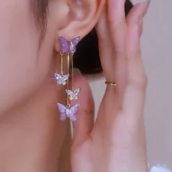 Butterfly Wing Tassel Ear Clips