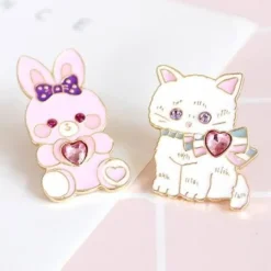 Cat & Bunny Jewelled Pins