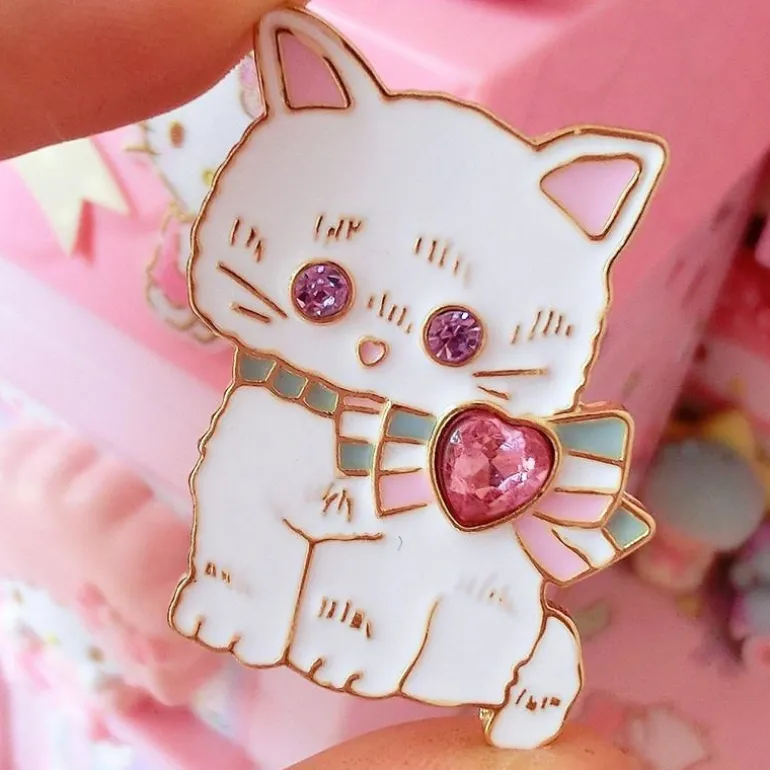 Cat & Bunny Jewelled Pins