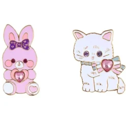 Cat & Bunny Jewelled Pins