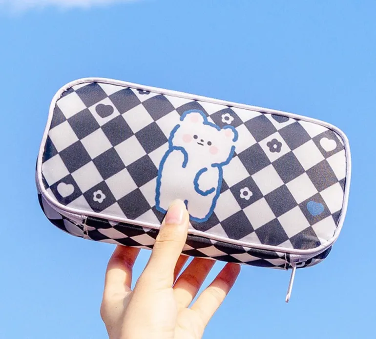 Checkerboard Bunny Cosmetic Case