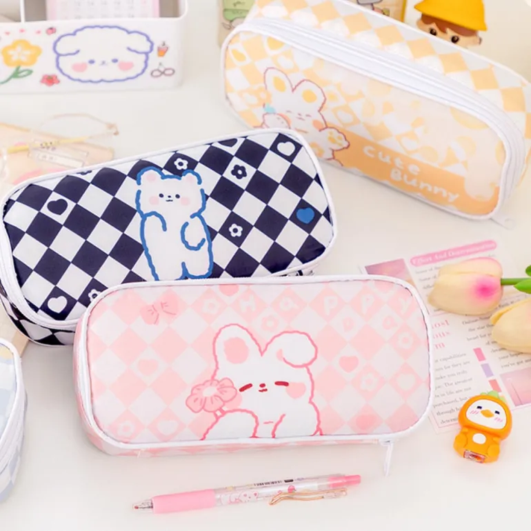 Checkerboard Bunny Cosmetic Case