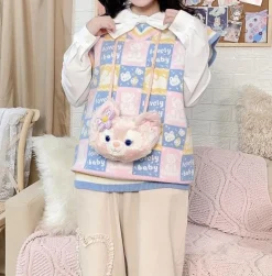 Checkered Bear Knit Vest