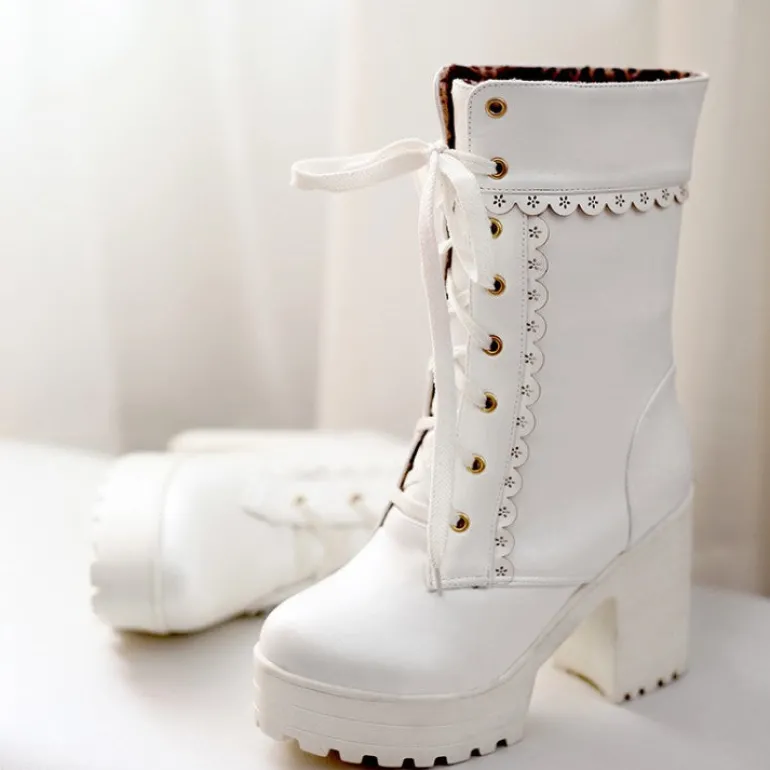 Chunky Lace Platform Boots