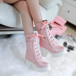 Chunky Lace Platform Boots