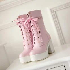 Chunky Lace Platform Boots