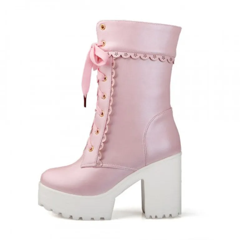 Chunky Lace Platform Boots