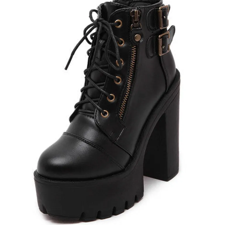 Chunky Lace Up Ankle Boots