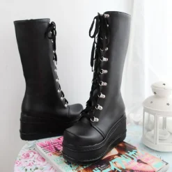 Chunky Platform Moto Boots