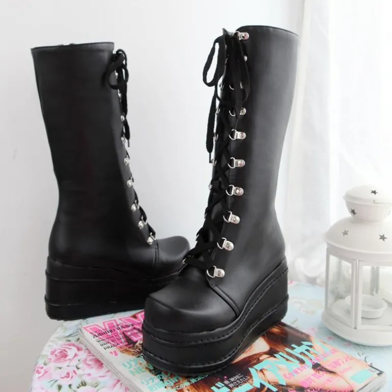Chunky Platform Moto Boots