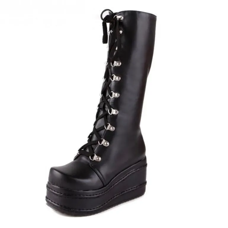 Chunky Platform Moto Boots