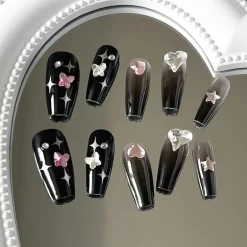 Clear Glittery Press On Nails