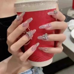 Clear Glittery Press On Nails