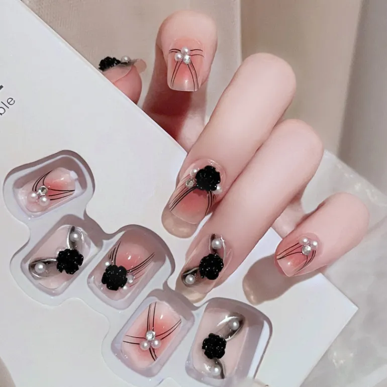 Clear Glittery Press On Nails