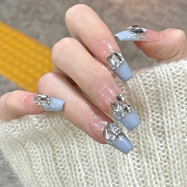 Clear Glittery Press On Nails