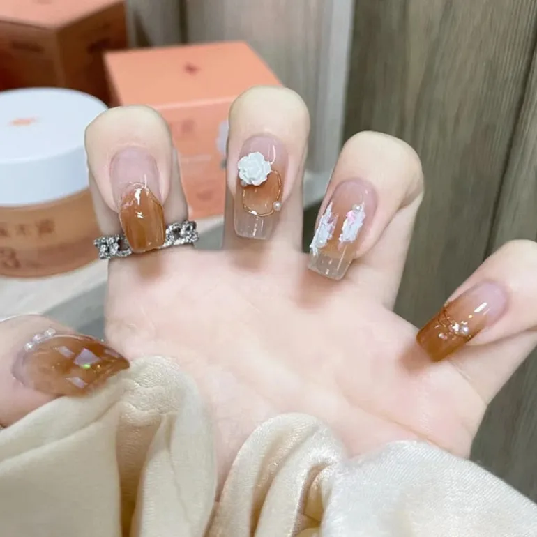 Clear Glittery Press On Nails