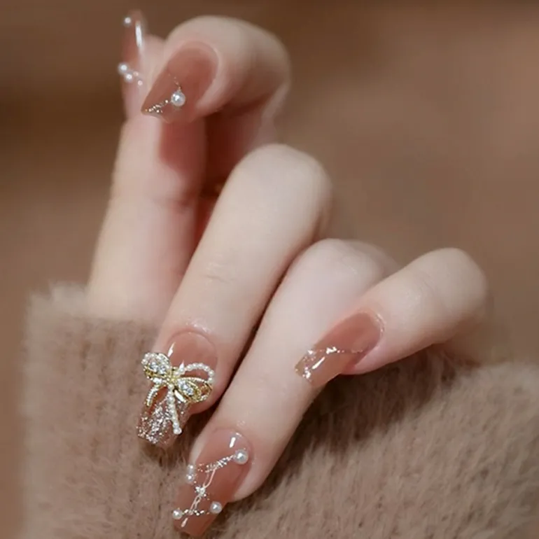 Clear Glittery Press On Nails