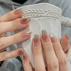 Clear Glittery Press On Nails