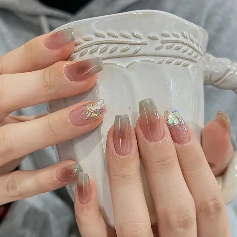 Clear Glittery Press On Nails