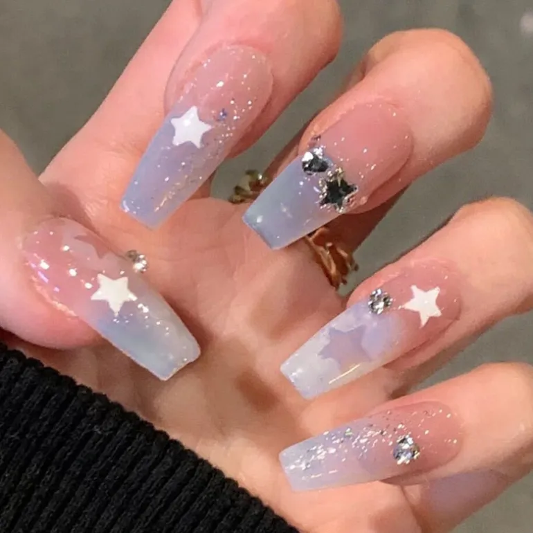 Clear Glittery Press On Nails