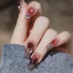 Clear Glittery Press On Nails
