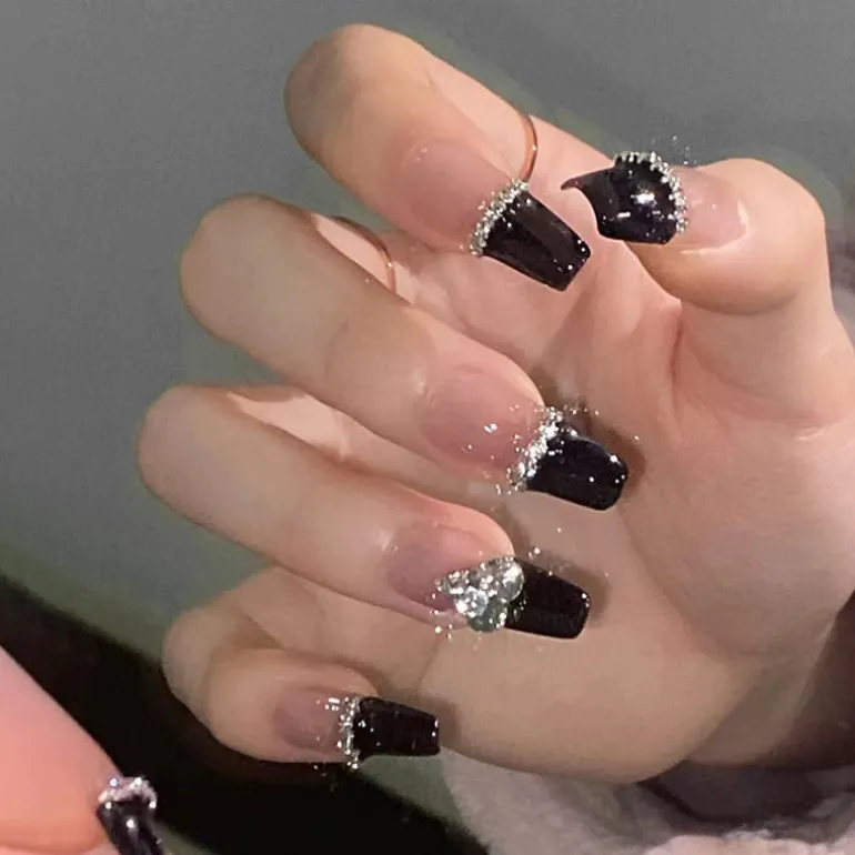 Clear Glittery Press On Nails